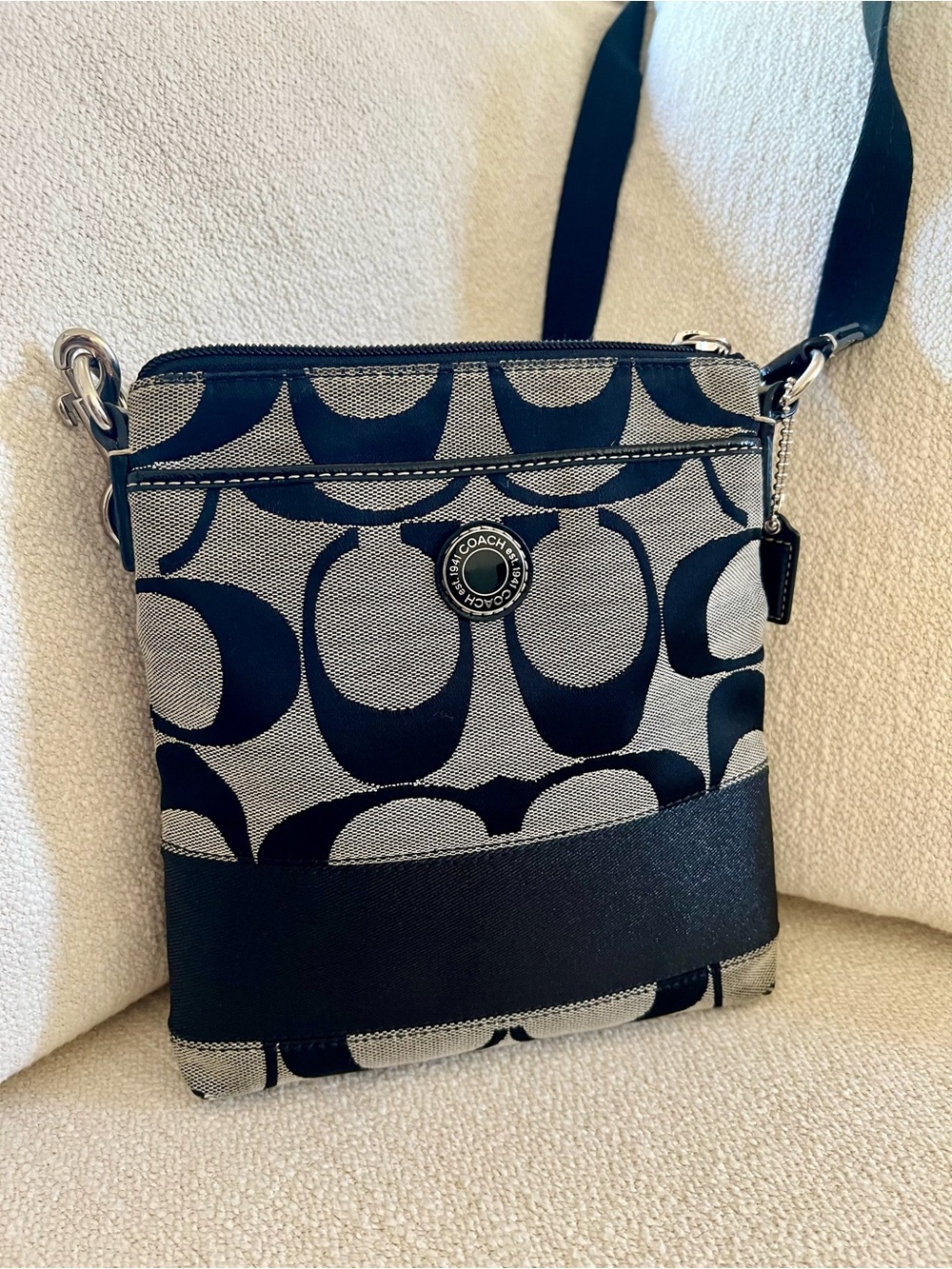 Coach Black and Cream Signature Crossbody Bag - Picture 1 of 7